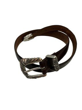 Vintage 90’s Donna Katz Leather Western Concho Belt Womens Small Brown Silver